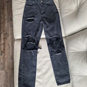Woman's Shein Distressed Straight Leg Jeans Size XS